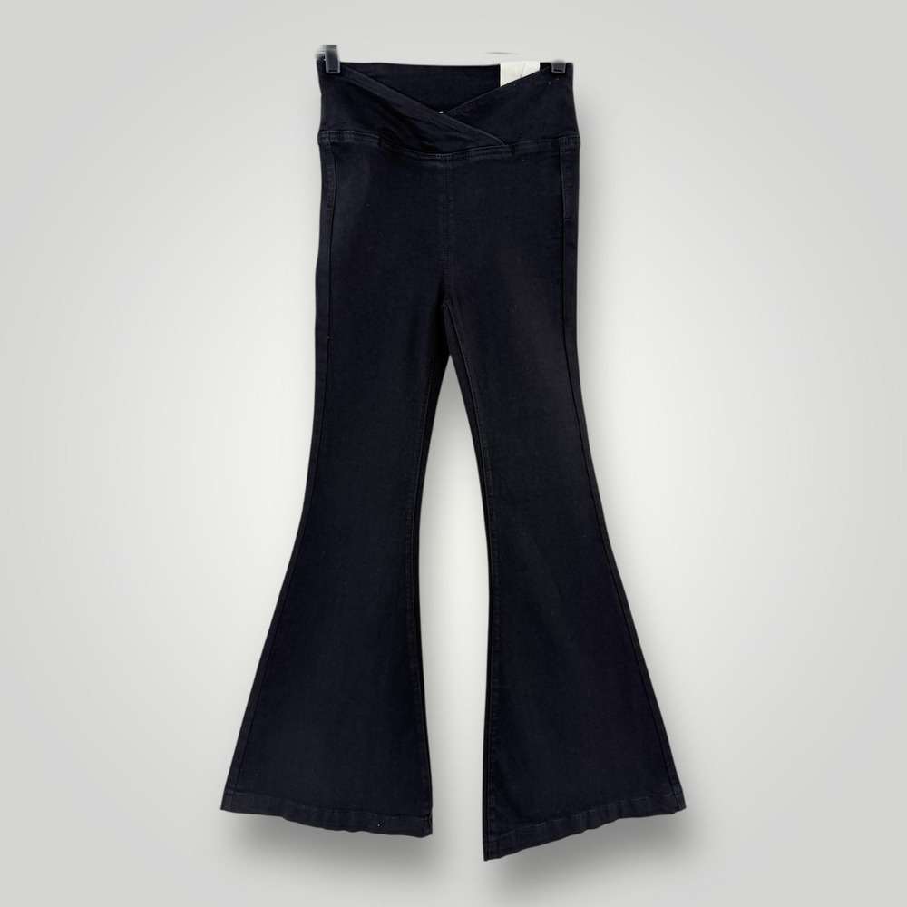 We The Free Venice Beach Jeans Womens 25 Black Flare Stretch Pull On Denim